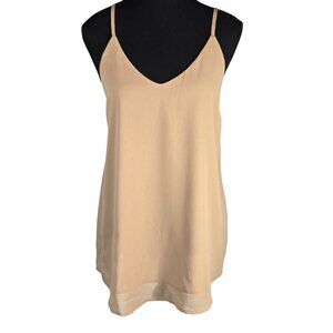 NWT | V-Neck Cami Top Nude Beige Adjustable Straps Layering Essential | Small